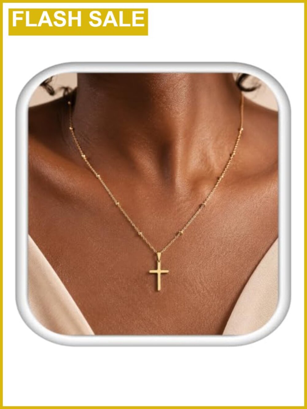 Dainty 14k Gold Plated Cross Pendant Necklace